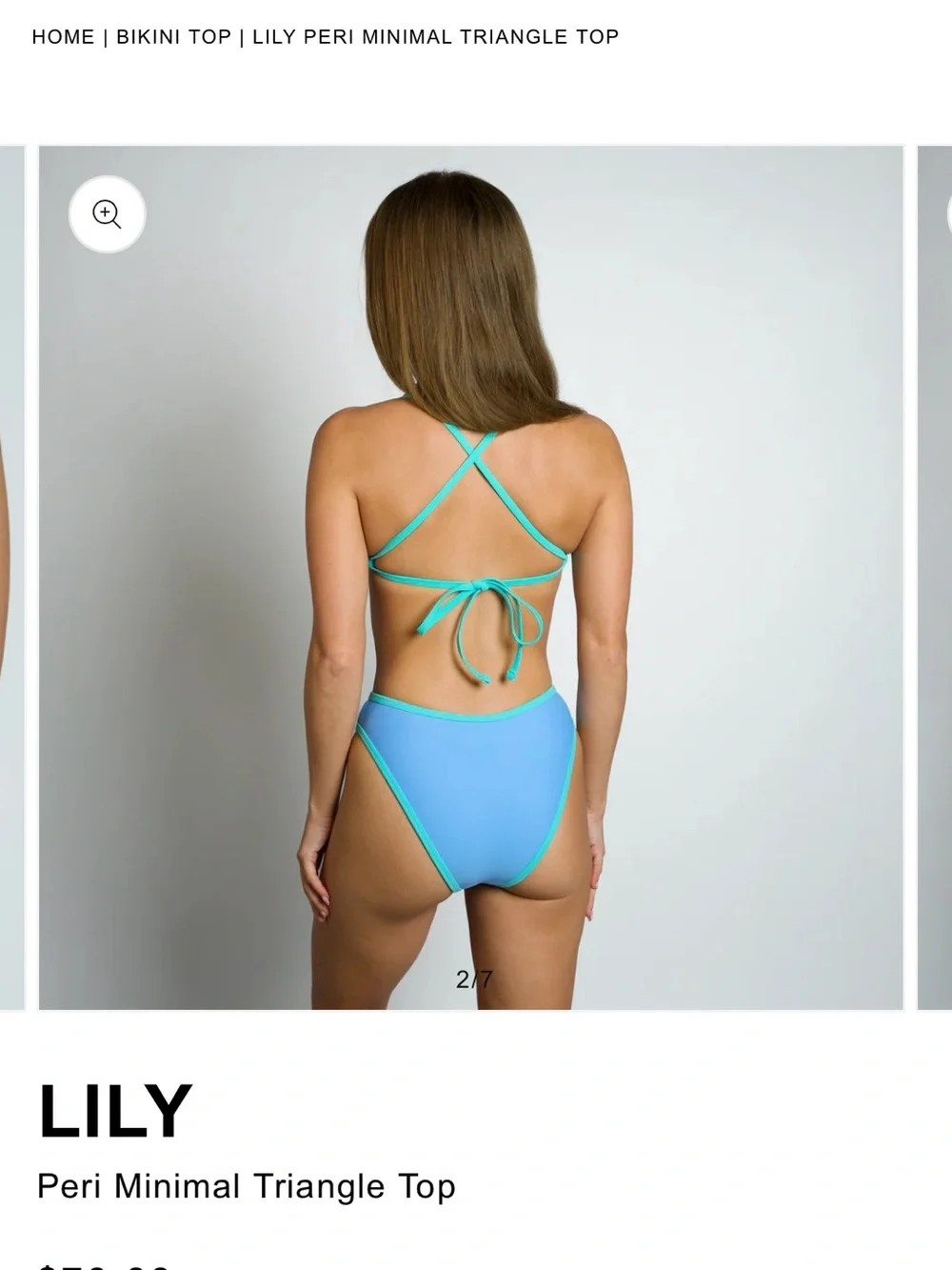 Lily Peri Blue Triangle Bikini Top with Turquoise Trim